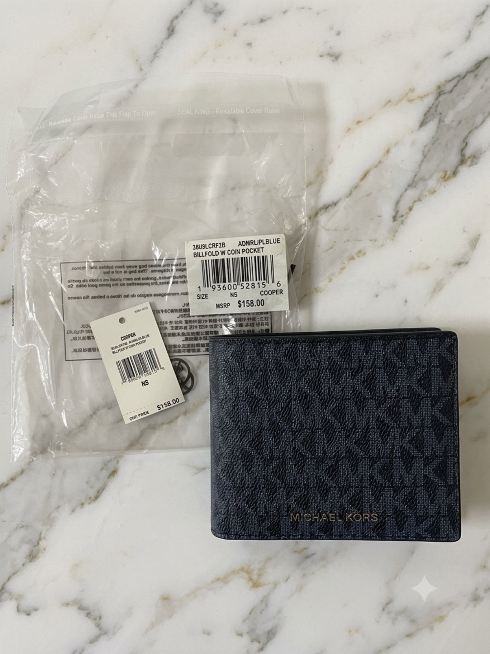 Michael Kors Men's Navy MK Logo Bifold Wallet